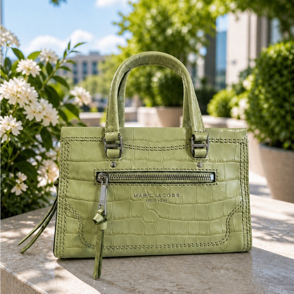 Marc Jacobs Mini Cruiser Leather Satchel - PEAR Color Croc Design NWT - Picture 5 of 17